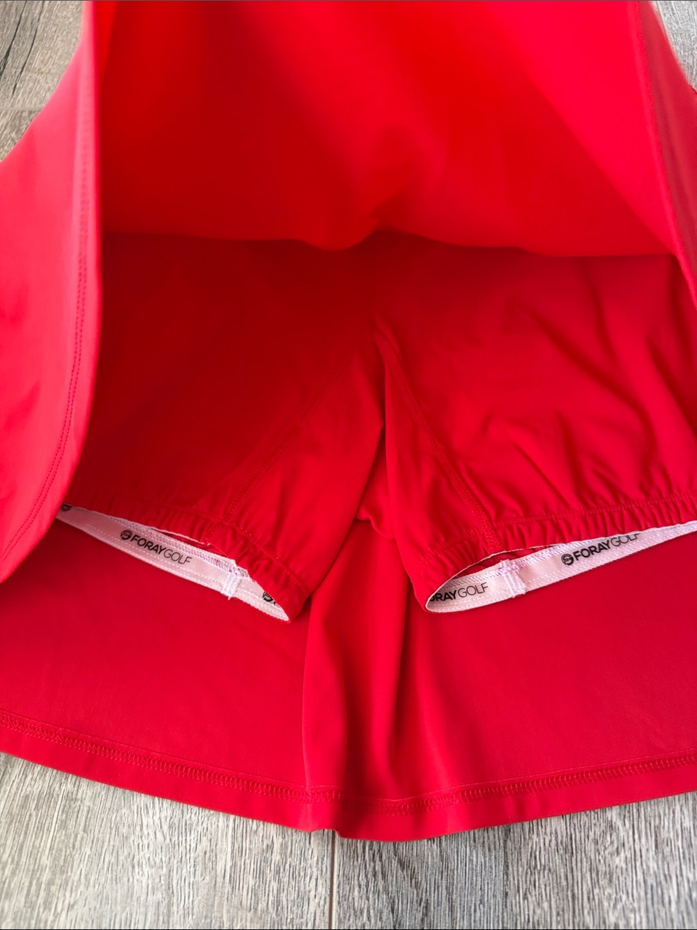 Women’s Red Skater Skirt with Subtle Logo - Picture 4 of 14
